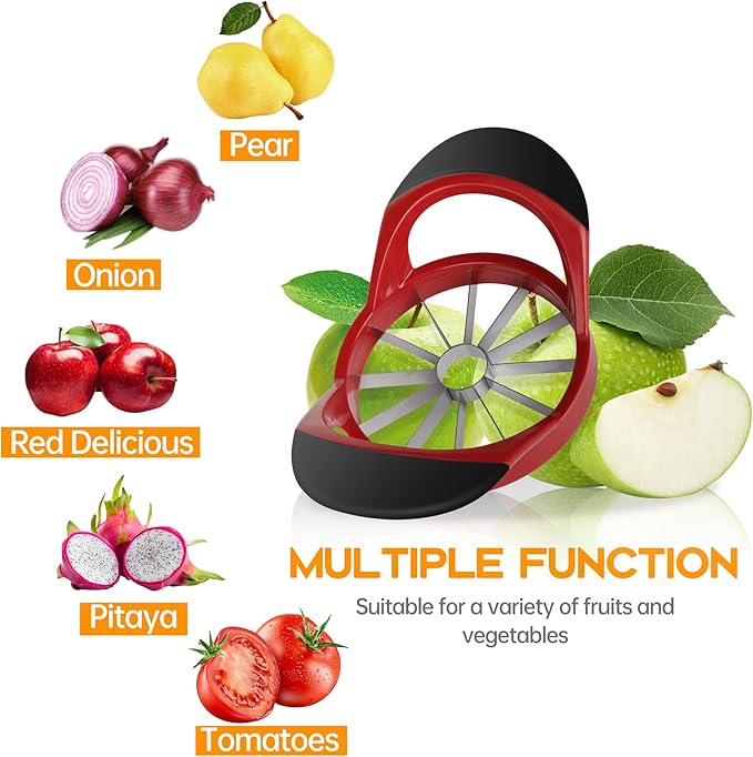 Supercenter Apple Cutter, Apple Corer and Slicer - Stainless Steel Apple Corer - 4.72 Inch Apple Slicer Tool with 12 Super Sharp Blades, lightweight Apple Slicer and Corer with Anti-slip Handle