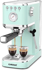 CHULUX Slim Espresso Machine with Milk Frother, 20 Bar Professional Italian Pump Espresso Coffee Machine for Home Cappuccino & Latte Maker, Stainless Steel, Pastel Green