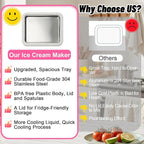 Rolled Ice Cream Maker Kit, At Home Ice Cream Roller Maker Machine with Instant Freeze Tray with Lid & 2 Spatulas, roll ice cream maker for Family Activities, Frozen Yogurt Machine