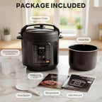 Sweetcrispy 16-in-1 Electric Pressure Cooker 8QT, 12-Preset Multi Cookers with Ceramic Pot, Slow Cook Rice Steamer Sauté Soup Yogurt Maker and More, Recipe Book