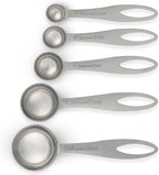 EHOMEA2Z 5-Piece Stainless Steel Measuring Spoon Set for Cooking and Baking, Heavy Duty, Fits in Spice Jars, Accurate for Dry and Liquid Ingredients