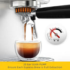 MAttinata CM1663 Espresso Machine, 20 Bar Compact Coffee Maker with Milk Frother Steam Wand for Cappuccino, Latte, Professional Pressure Gauge & 49oz Removable Water Tank for Home，Stainless Steel