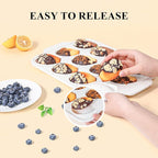Vinino 2-Pack Silicone Madeleine Pan with Metal Reinforced Frame, 12-Cavity Shell Shape Madeleine Mold with Non-Slip Handle, Nonstick Madeleine Cookie Trays for Oven, BPA Free, Dishwasher Safe- Cream
