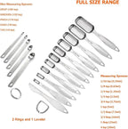 18/8 Stainless Steel Measuring Spoons Set of 16 Pieces, Includes 10 Narrow, 1 Leveler and 5 Mini Spoons