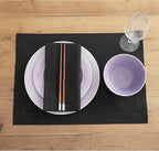 Solino Home Black Placemats Set of 4 - Cotton Linen Hemstitch Placemats 14 x 19 Inch for Winter, Holiday, New Year