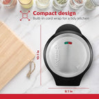Holstein Housewares Stainless Steel 2 Section Omelet&Frittata Maker,Non Stick Coating,Easy To Clean,Indicator Lights,Compact Storage,Prepare Versatile Recipes in Minutes. 2 Portions,Black,(Pack of 6)