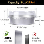 Beasea Pie Tins with Lids 8oz, 100 Pack 4 Inch Disposable Mini Creme Brulee Ramekins Silver Small Aluminum Foil Pie Tart Cake Baking Pans Individual Round Containers Oven Safe for Baking