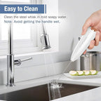 SIMPLETASTE Milk Frother Handheld Electric Foam Maker, Drink Mixer with Stainless Steel Whisk for Cappuccino, Bulletproof Coffee, Latte, White, with Stand, Battery Operated