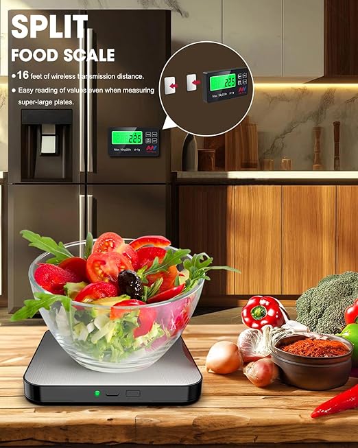 Mik-Nana Food Scale, 22lb Digital Kitchen Scale with 7 Units LCD Display & Tare Function, Stainless Steel Weight Grams and Ounces for Baking, Cooking and Meal Prep (Batteries Included)