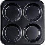 Muffin Top Pan Non Stick 4 Cavity Baking Moon Pie Whoopie Pie, 4 Inch Yorkshire Pudding Pan Hamburger Bun Pan Cake Baking Tray Egg Sandwich Mold Maker Mold for Oven, Air Fryer