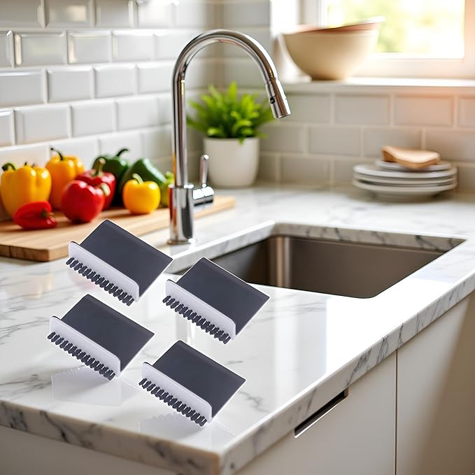 Jinshining 4Pcs Black Kitchen Sink Squeegee Cleaner Countertop Brush Wiper Vegetable Cleaning Brush Wiper Home Kitchen Tool Accessories Fruit and Vegetable Cleaning Brushes Fruit and Vegetable Tools