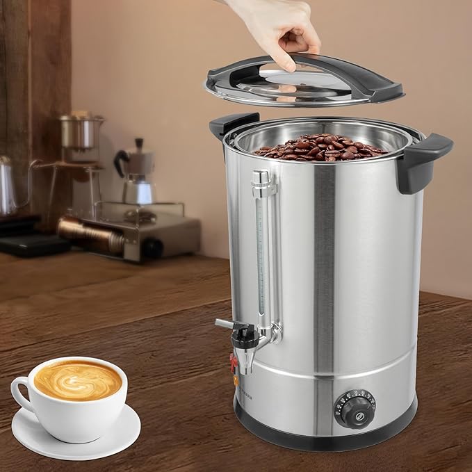 Coffee Urn, 80 Cup Coffee Percolator Commercial Coffee Maker, 12L Dual Wall Stainless Steel Coffee Maker Hot Water Beverage Dispenser Electric Coffee Urn For Catering, Wedding, Party