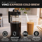 VINCI Express Cold Brew, Electric Cold Brew Coffee Maker in 10 minutes, 3 Brew Strength Settings & Cleaning Cycle, Easy to Use & Clean, Glass Carafe (2.0 Liters / 68 Fl.oz) Capacity