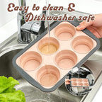 Silicone Muffin Pans for Baking with Metal Frame, 6-Cup Silicone Muffin Pan, Non-BPA Nonstick Coating, Easy Release & Clean, Oven & Dishwasher Safe, Versatile for Baking, Custards & Cupcakes(Pink)