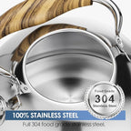 Whistling Tea Kettle for Stovetop, 2.6 Quart Food Grade Stainless Steel Tea Kettle with Wood Pattern Handle for Home Kitchen, Loud Whistle, Silver