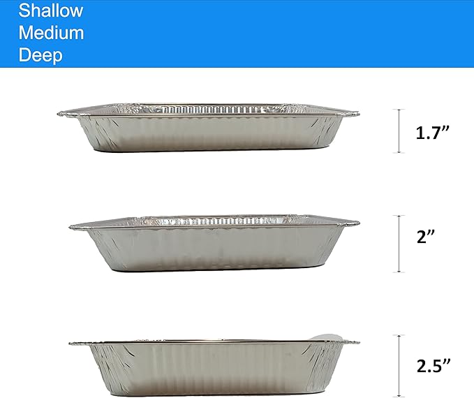 [100 Pack] 9"x13" Foil Pan Aluminum Drip Pans - Half Size Steam Table Aluminum Trays without Lids