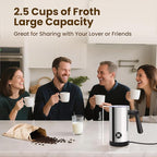 Milk Frother, 4-in-1 Milk Frother and Steamer, 10.6oz Electric Milk Steamer, Automatic Cold and Hot Foam Maker for Lattes, Cappuccinos, Ceramic Lining Interior (Polished)