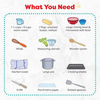 Baketivity Kids Baking Set, Meal Cooking Party Supply Kit for Teens, Real Fun Little Junior Chef Essential Kitchen Lessons, Includes Pre-Measured Ingredients (Kit +Hat & Apron, Pretzel)