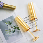 12 PCS Amber Glass Champagne Flutes 5.4 Oz Long Stem Champagne Flutes Plastic Acrylic Champagne Glasses Colored Sparkling Wine Glasses Reusable For Luxury Party Wedding Bar Birthday Use
