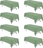 BRILLMAX 8 Pack Sage Green Tablecloths for 8 Foot Rectangle Tables 60 x 126 Inch - 8ft Rectangular Bulk Linen Polyester Fabric Washable Cloth Cover for Wedding Reception Banquet Birthday Party