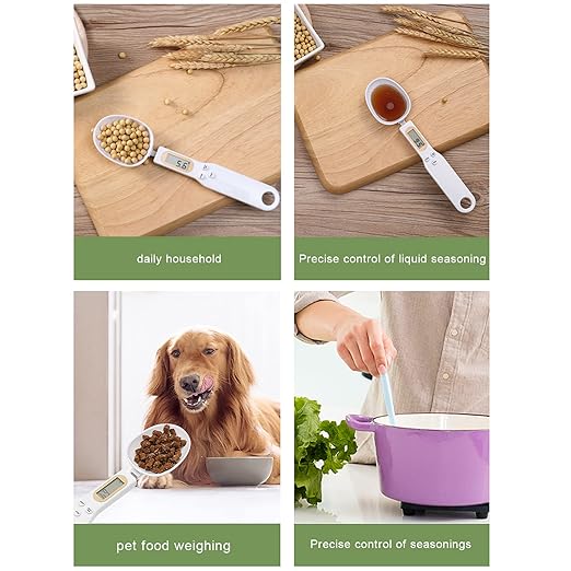 Digital Spoon Scale for Food, 500g/0.1g Precision, USB Rechargeable, LCD Display, Compact Kitchen Scale for Cooking & Baking