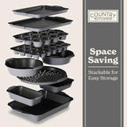 Country Kitchen Nonstick Stackable Bakeware Set - Heavy Duty, Durable, Easy Release Baking Set, Grey, 10 Pcs