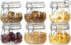ODBCYWM 17oz Glass Food Storage Jars with Airtight Lids, Set of 6 – Clear Preserving Seal Wire Clip Fastening Canisters for Kitchen Canning, Flour, Cereal, Pasta, Sugar, Beans, Pickling Jars (17oz*6)