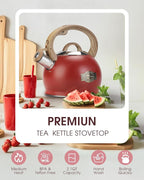 Hauce Radio Tea Kettle for Stovetop, 2.1 Quart Loud Whistle Stovetop Teapots,Food Grade Stainless Steel Tea kettles for Stove Top with Anti-hot Ergonomic Handle,Suitable for All Heat Sources