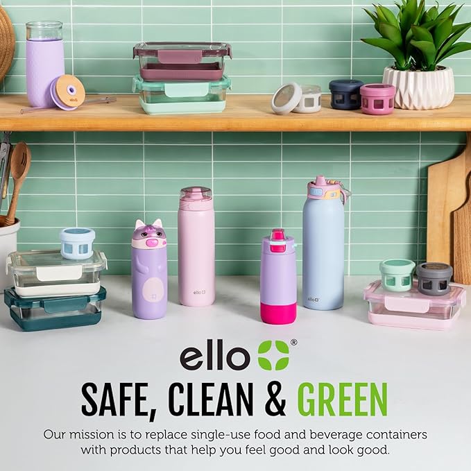 Ello Snap & Nest 10-Piece 4.5 Cup Plastic Meal Prep Set, Reusable Food Containers for Healthy Eating, Freezer, Dishwasher Safe, Berry Fields