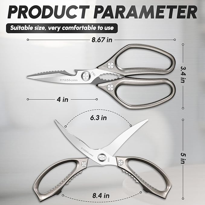 SSGP Kitchen Shears Set, All Purpose Heavy Duty Poultry Shears, Sharp Japanese Meat Scissors, Dishwash Safe Stainless Steel Kitchen Scissors for Food, Chicken Bones, Turkey, Christmas Gifts Women Men