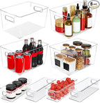 Clear Plastic Storage Bins 8 Pack - Pantry Organizers and Storage, Fridge Organizer Containers for Kitchen, Cabinet, Freezer, Bathroom, Clost, Home Organization