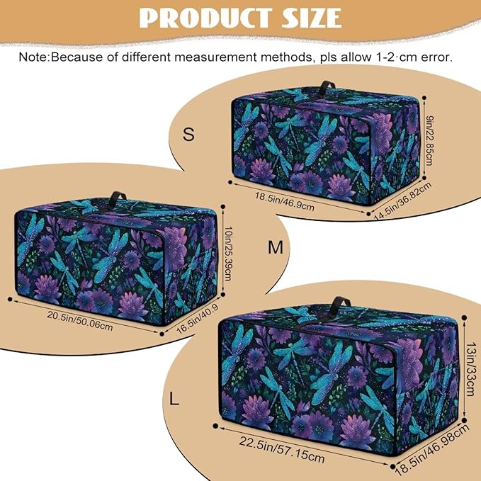 Dragonfly Lotus Print Toaster Oven Cover Compatible with Most Toaster Ovens, Heavy Duty Dust-proof Microwave Oven Cover for Kitchen Counter, Purple (Medium-16.1 * 19.71 * 10 inches)
