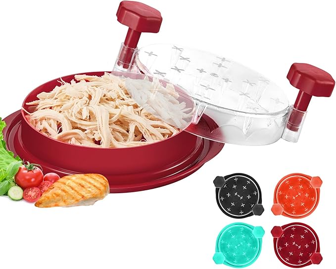 Chicken Shredder Tool Twist: 2026 Pro Food-Grade Visible Meat Shredder with Strong Anti-Slip Base, Ergonomic Handle, Chicken Breast Shredder, Suitable for Pork Beef Chicken (Red)