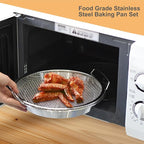 Oil Filter Tray, Stainless Steel Mesh Drain Basket Colanders Air Fryer Accessories for Fried Food Draining Rack Barbecue Grill Tray Net Draining Pan Strainer for Vegetable Dessert (9.5 Inch)