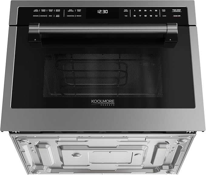 KoolMore Reserve 24 in. 1.6 cu. ft. Built-in Convection Microwave Oven with 10 Power Levels, Sensor Cooking, Bake, Roast, Broil, Defrost, 1750 Watts, UL Certified in Black Stainless-Steel