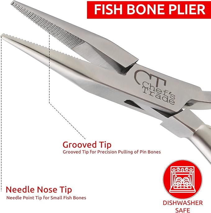 Fish Bone Pliers/Tweezers Stainless Steel Washable (Silver)