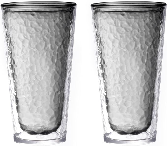 KLIFA- NICE- 20 oz, Acrylic Insulated Tumbler Set, Double-wall Drinking Glasses, BPA-Free, Shatter-Proof Plastic Drinkware, Dishwasher Safe Cups, Set of 2, Ocean Blue
