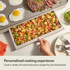 bella 12" x 22" Electric Griddle with Warming Tray, EverGood™ Ceramic Nonstick Coating & Removable Temperature Probe, Dishwasher-Safe Drip Tray & Cool Touch Handles, 1500 Watt, Oatmilk