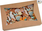 15-PACK Brown Pastry Bakery Box 12x8x3inch,Large Donuts,Muffins,Cookies Boxes with PVC Window - Auto-Pop up Nature Kraft Paper Box Container,Pack of 15 (Brown, 15)