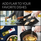 FLAIROSOL OLIVIA SIGNATURE Advanced Kitchen Oil Sprayer Technology, Fine Mist & Portion Control, Refillable Glass Olive Oil Cooking Spray Bottle for Air Fryer, Salad, BBQ, 130ml (Gold Print)
