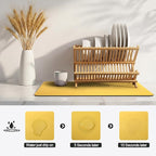 Ecotrim - Dish Drying Mat for Kitchen Counter | Coffee Bar Mat for Countertops | Heat Resistant Drainer Mat with Non-slip Rubber Backed | Hide Stain Kitchen Absorbent Draining Mat | Yellow 18"x28"
