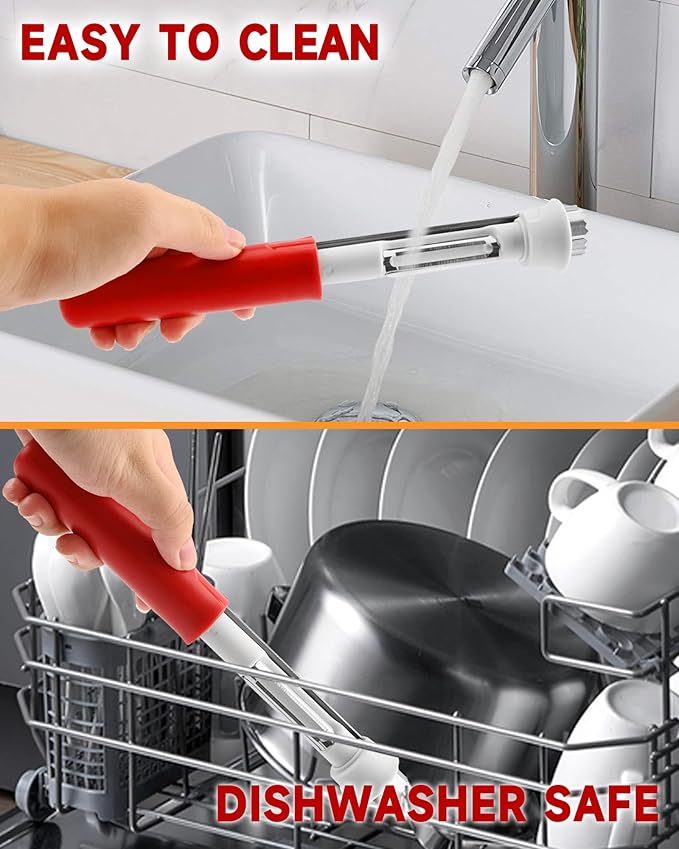 2 in 1 Apple Corer and Peeler Tool, Fruit Vegetable Corer and Peeler Tool Stainless Steel Apple Peeler Apple Corer Remover Tool Multifunction Corer Tool for Vegetable Fruit Kitchen Gadget (Red)