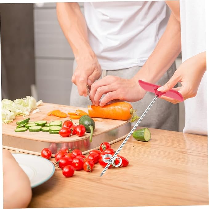 Manual Vegetable Spiral Knife & Carving Tool-Stainless Steel Screw Slicer for Carrots - Cucumbers, Zucchini, Potatoes, Apples, Salad Chopper & Fruit Corer Spiralizer (6.5 inches, Red)