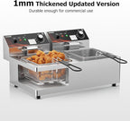 Commercial Electric Deep Fryer, 20.7Qt Dual Tank Countertop Fryer with 2 Baskets, 3600W Heavy Duty Stainless Steel, UL Certified, Professional Deep Fryers for Food Truck & Restaurant, 120V