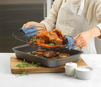 GoodCook Everyday Roast Pan with Rack Rectangular Nonstick Construction Large Capacity Metal Utensil-Safe, 15 x 11-Inch, Gray