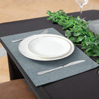 Linen Fabric Placemats Set of 6, Machine Washable, Heat Resistant, Wrinkle Free, Thick Polyester Kitchen Place Mats for Dining Table (Light Gray)
