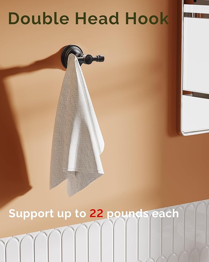 Towel Hook for Bathrooms 2 Pack for Bathrooms, Stainless Steel Robe Coat Hook Wall Mount, Heavy Duty Towel Hanger for Kitchen, Bedroom or RV(Oil Rubbed Bronze)
