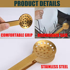 Tea Bag Squeezer Tongs, Stainless Steel Teabag Strainer Dispenser Gripper Picker Accessories for Tea Drinkers Gifts(Gold)