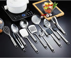 Berglander Cooking Utensil Set 12 Piece Stainless Steel Kitchen Tool Set, Include Cooking Spoon, Spatula, Whisk, Cooking Tong and etc (12 Pieces)
