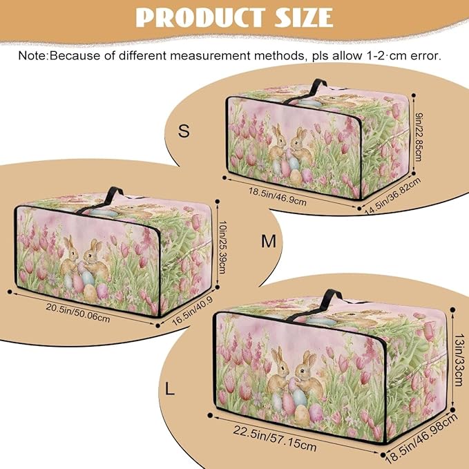 Easter Egg Bunny Tulip Print Toaster Oven Cover for Easter Decor, Dust-proof Case for Air Fryer, Heat-resistant Kitchen Countertop Appliance Protector, (Small-14.5*18.46*9 inches)